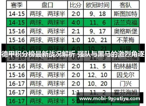 德甲积分榜最新战况解析 强队与黑马的激烈角逐