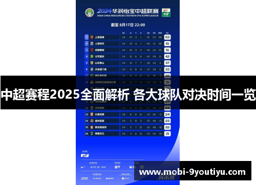 中超赛程2025全面解析 各大球队对决时间一览