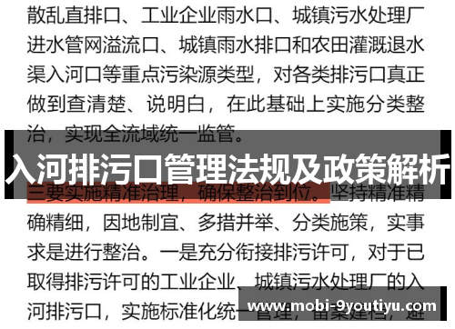 入河排污口管理法规及政策解析
